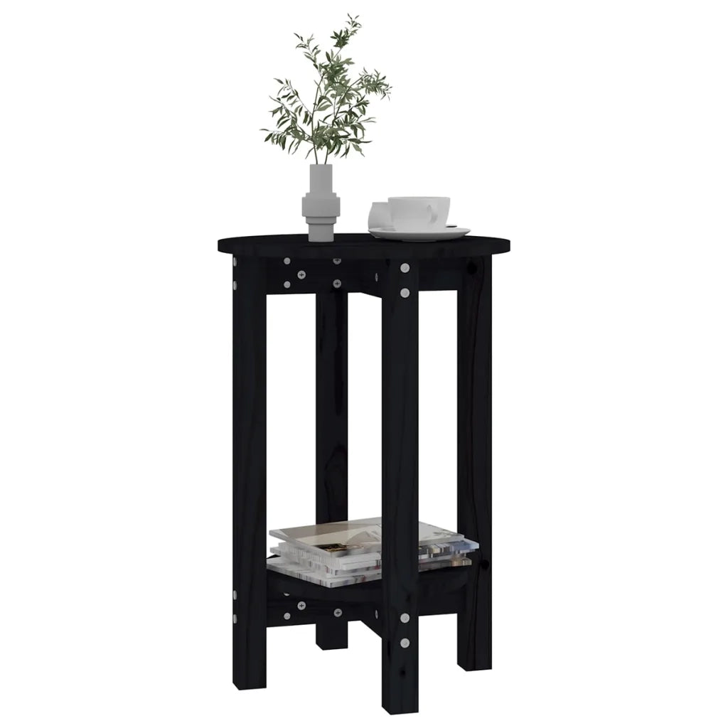 Tavolino da Salotto Nero Ø 40x60 cm in Legno Massello di Pino 822361