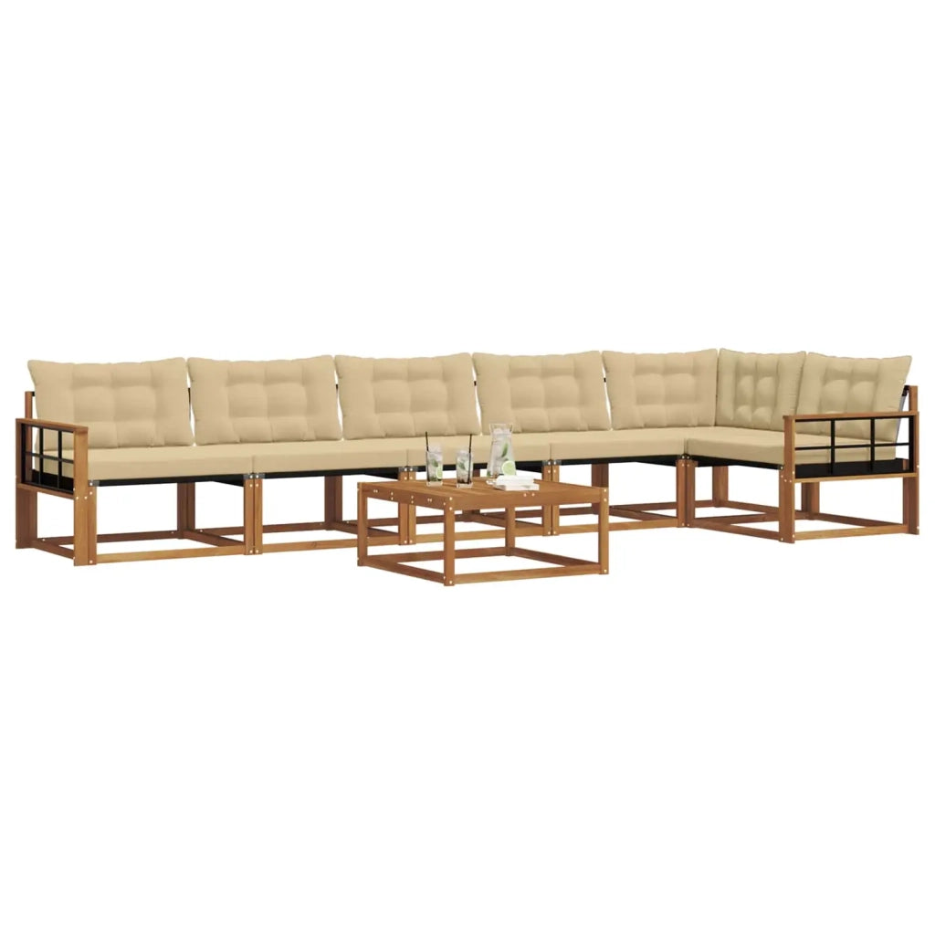 Set di divani da esterno con cuscino 7 pcs Naturale e Beige