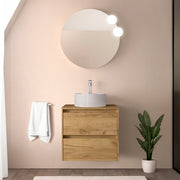 Mobile bagno sospeso 70 cm rovere africa con top per lavabo da appoggio Gaya