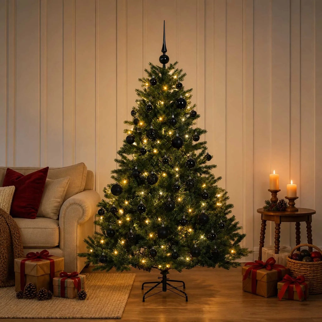 Albero di Natale artificiale con palline 120 cm 150 LED 3465559