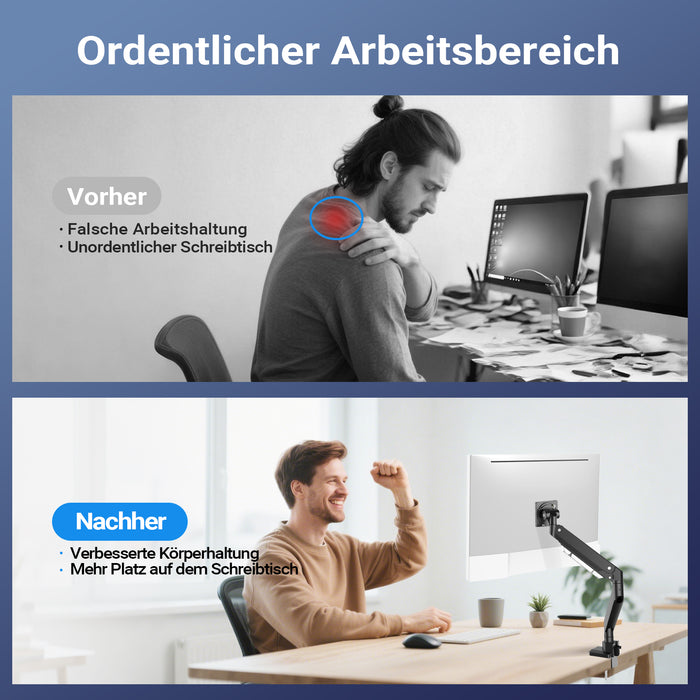 Braccio monitor da scrivania Supporto per schermi da 17 a 57" conforme a VESA, con molla a gas