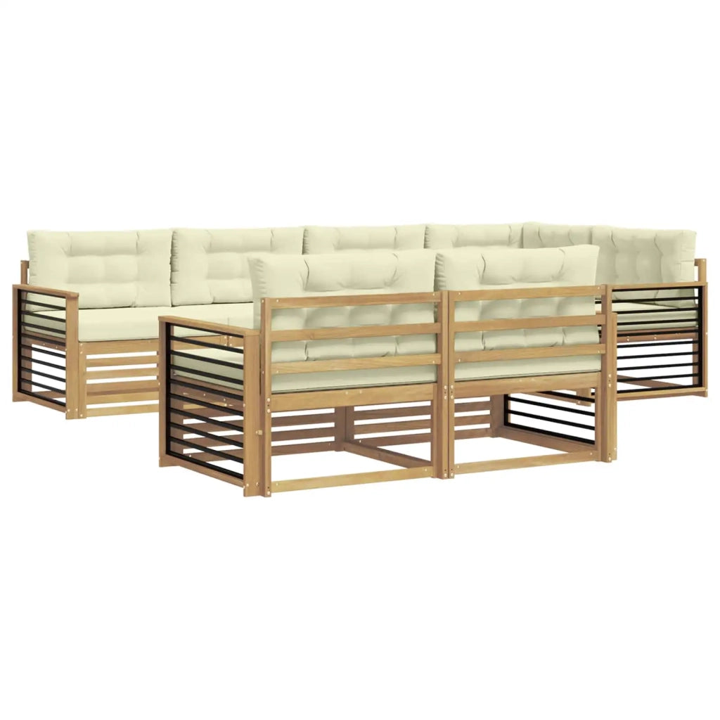 Set di divani da esterno 7 pz Bianco e Crema Poliestere 3390655