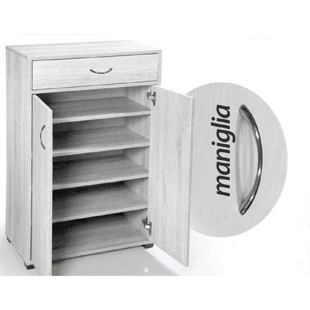 Trade Shop - Mobile Scarpiera Armadio 2 Ante Cassetto 5 Ripiani Legno Bianco 95x63x33cm 770937 -