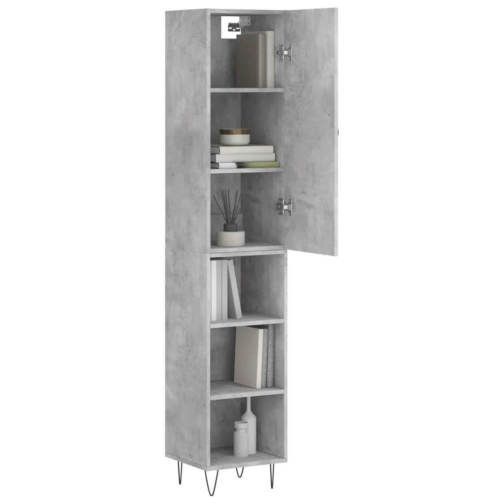 Credenza | Madia | Buffet da pranzo | Armadio da pranzo Grigio Cemento 34,5x34x180 cm in Legno Multistrato