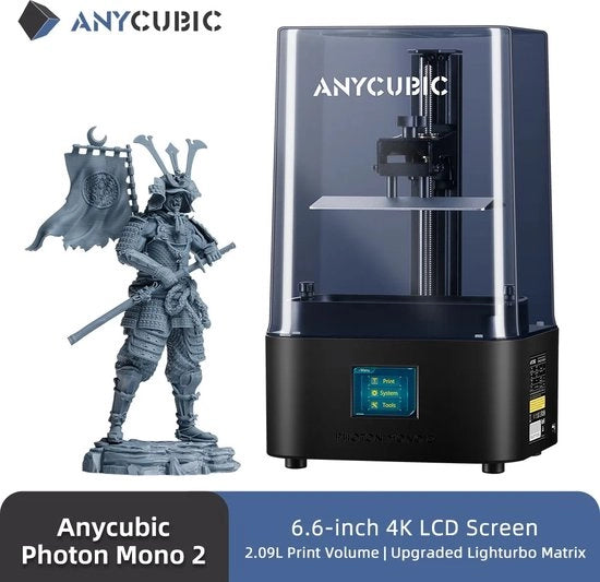Stampante 3D a Resina Anycubic Photon Mono 2 - Display LCD 4K Monocromo da 6,6 pollici - Dimensioni di stampa 165x143x89mm