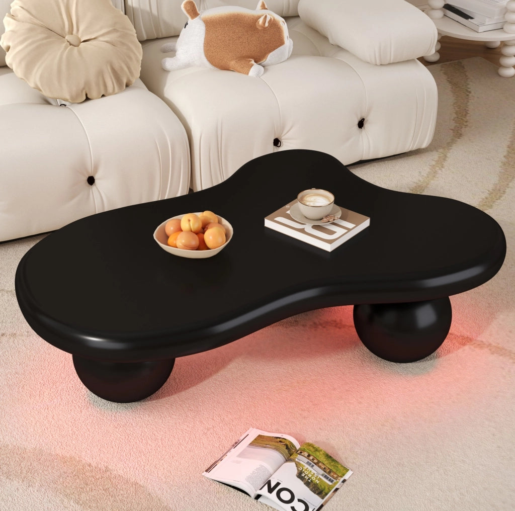 Tavolino da caffè a forma di nuvola con LED; MDF nero; 95 cm