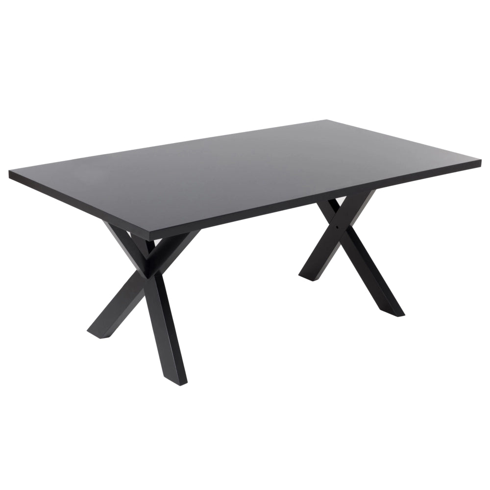 Tavolo da pranzo Piano tavolo Nero 77 x 180 x 80 cm Tavolo da cucina con gambe in legno massello X-cross