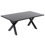 Tavolo da pranzo Piano tavolo Nero 77 x 180 x 80 cm Tavolo da cucina con gambe in legno massello X-cross