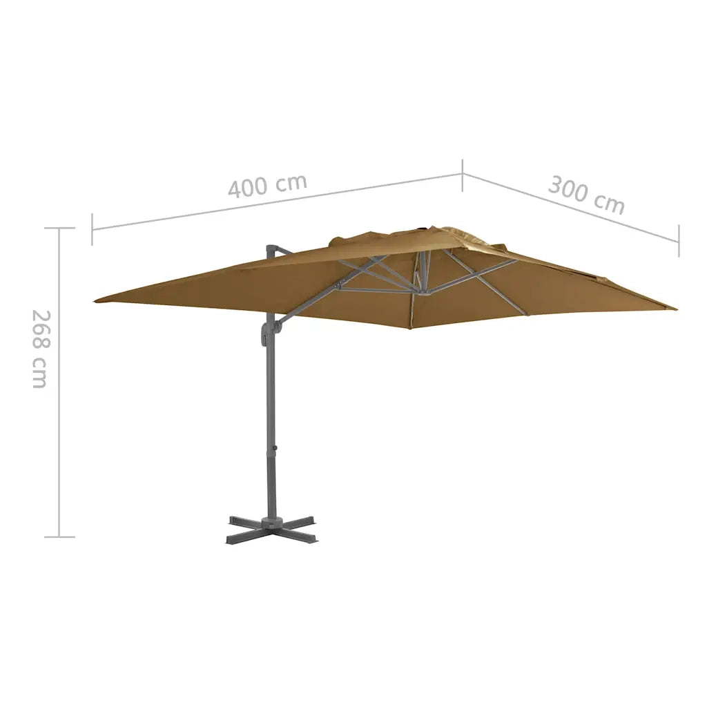 Ombrellone da giardino a sbalzo-Ombrello da Balcone con palo in alluminio 400x300 cm tortora