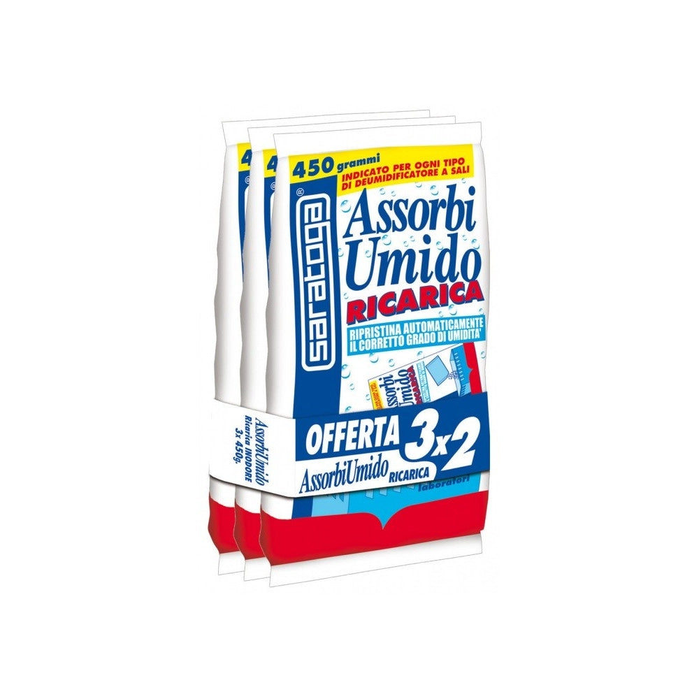 Saratoga ricarica deumidificatore 3x450g – assorbiumido efficace contro umidità e muffa