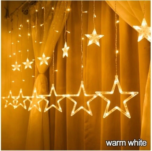 CATENA STELLE  TENDA LUMINOSA DI NATALE LUCI NATALIZIE LED LUCE RGB BIANCO CALDO BIANCO FREDDO STELLA ADDOBBI - ZENCOCCO