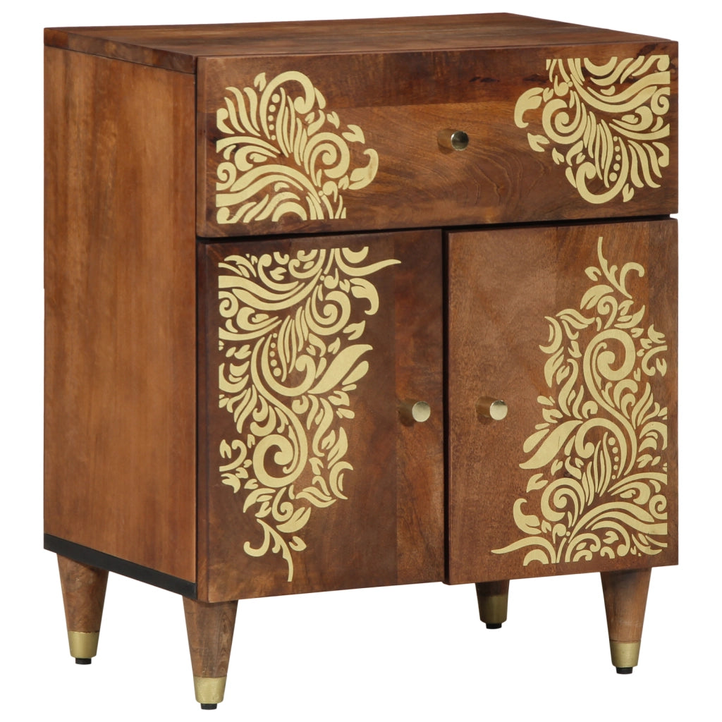 Comodino 50x33x60 cm in legno massello di mango