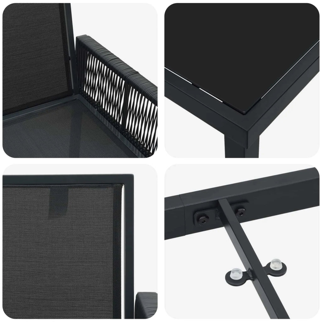 Set da Pranzo per Giardino 19 pz Nero polyrattan 3422840