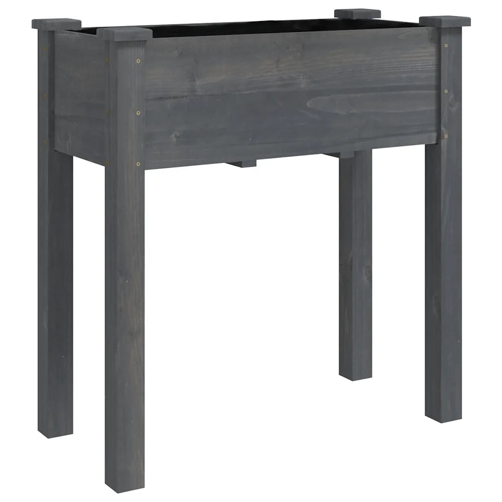 Fioriera Ruote e Fodera Grigia 71x37x80cm Legno Massello Abete 3157825