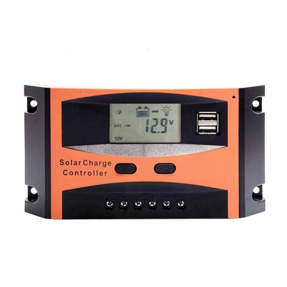 Trade Shop - Regolatore Di Carica 30a Per Pannello Solare 12/24v Display Lcd Usb Art. Ld2430c -