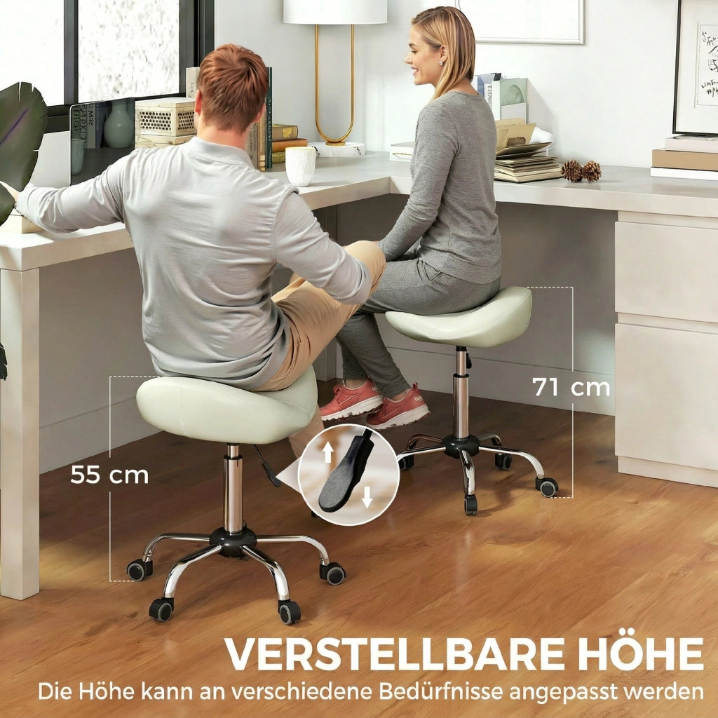 Sgabello girevole regolabile in altezza ¨C Xylo ¨C Similpelle crema per spa, massaggi e tattoo