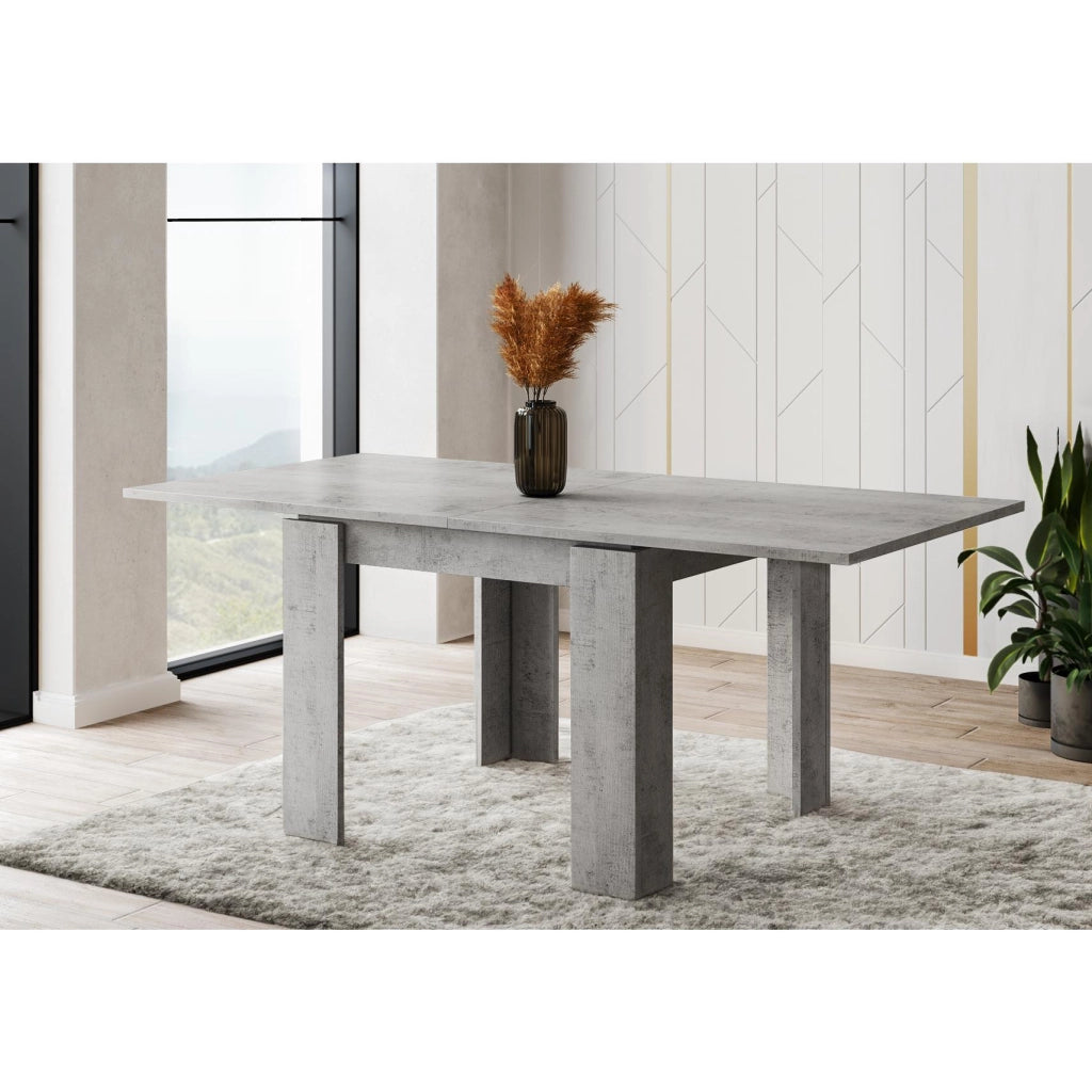 Tavolo Allungabile Per Cucina E Sala Da Pranzo Con Design Moderno Gambe Spesse E Meccanismo Centrale Da 4 A 8 Persone 90 X 90 / 180 X 90 Cm Grigio Cemento