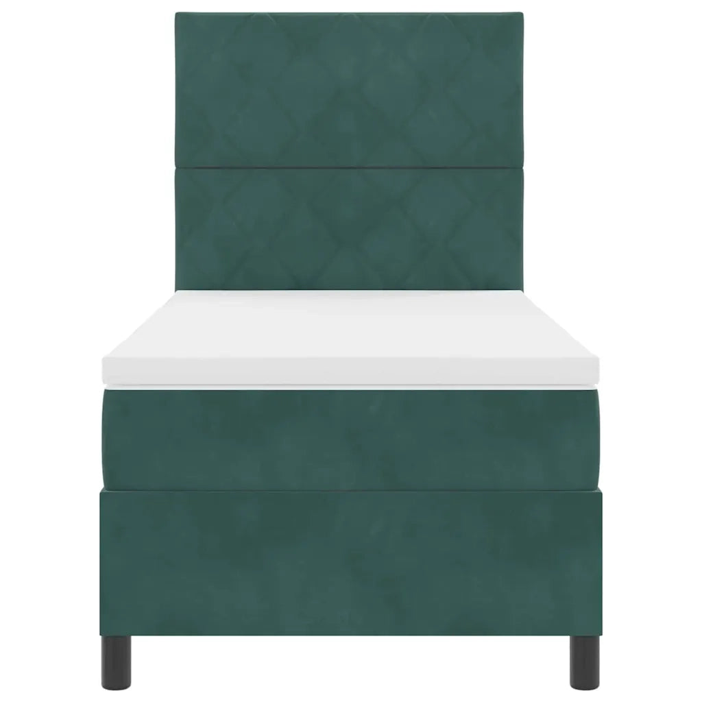 Letto a Sorgente LED Verde Scuro 100 x 200 cm Velluto 3343361