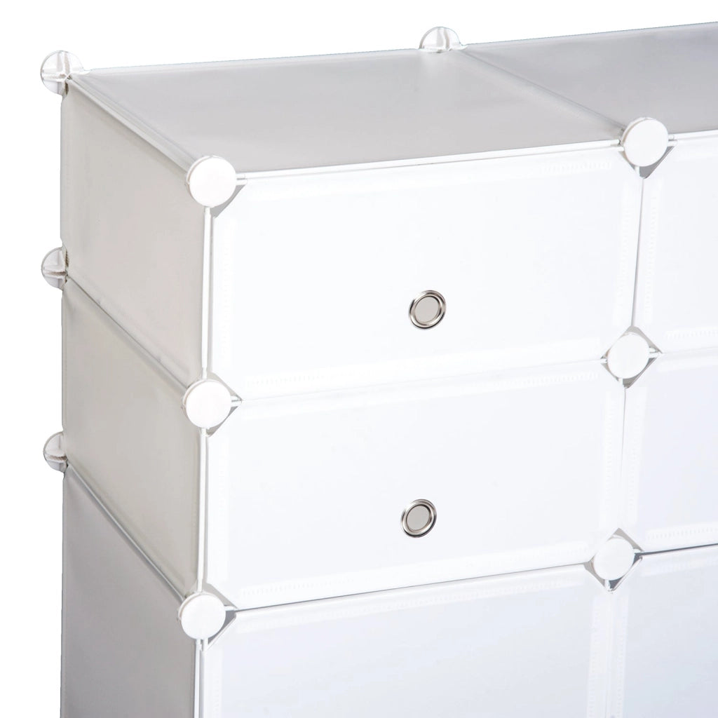 Armadio Guardaroba Scarpiera Modulare in Plastica 6 Cubi Bianco 75x37x73 cm