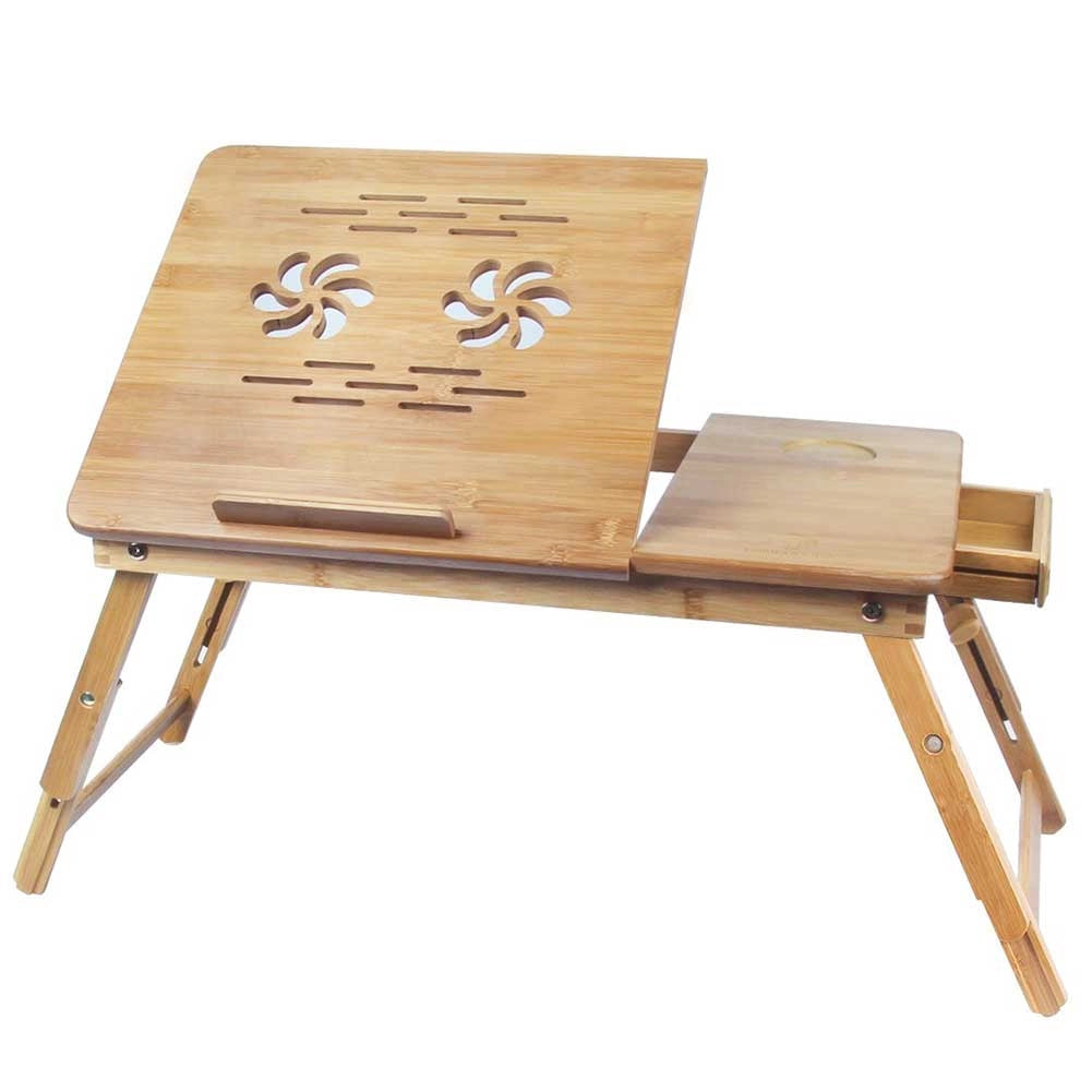 Tavolino Vassoio Letto Divano Porta Notebook Pc Tablet Pieghevole in Legno Bambu