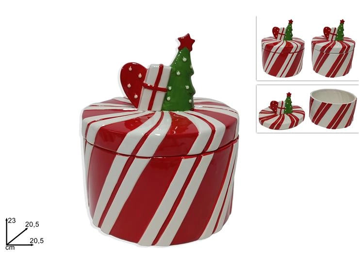 1 Pezzo Barattolo Decorativo in Ceramica Rosso Bianco 23 cm 2 Colori