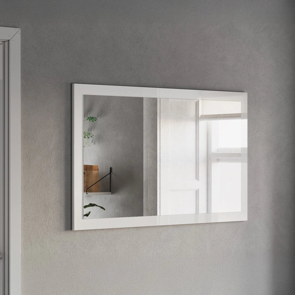 Creazzo, Specchio Forma Rettangolare, 110x68h cm Bianco Lucido