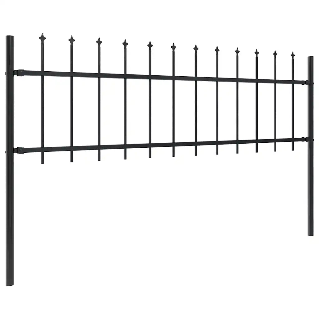Recinzione da Giardino con Punta a Lancia in Acciaio 1339x60 cm Nero 277600