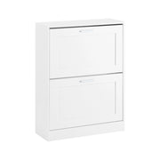 SoBuy Scarpiera Salvaspazio Slim Scarpiera Ingresso a 2 Ribalte - Design Compatto Moderno + Capacità 12 Paia + Adatta a Corridoi Stretti - Bianco 60x25x80cm FSR137-W