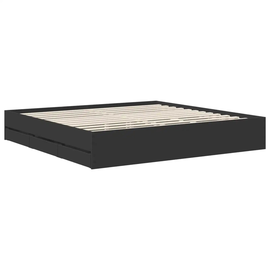 Struttura del letto-Giroletto Nero 200 x 200 cm Legno Ingegnerizzato 682653