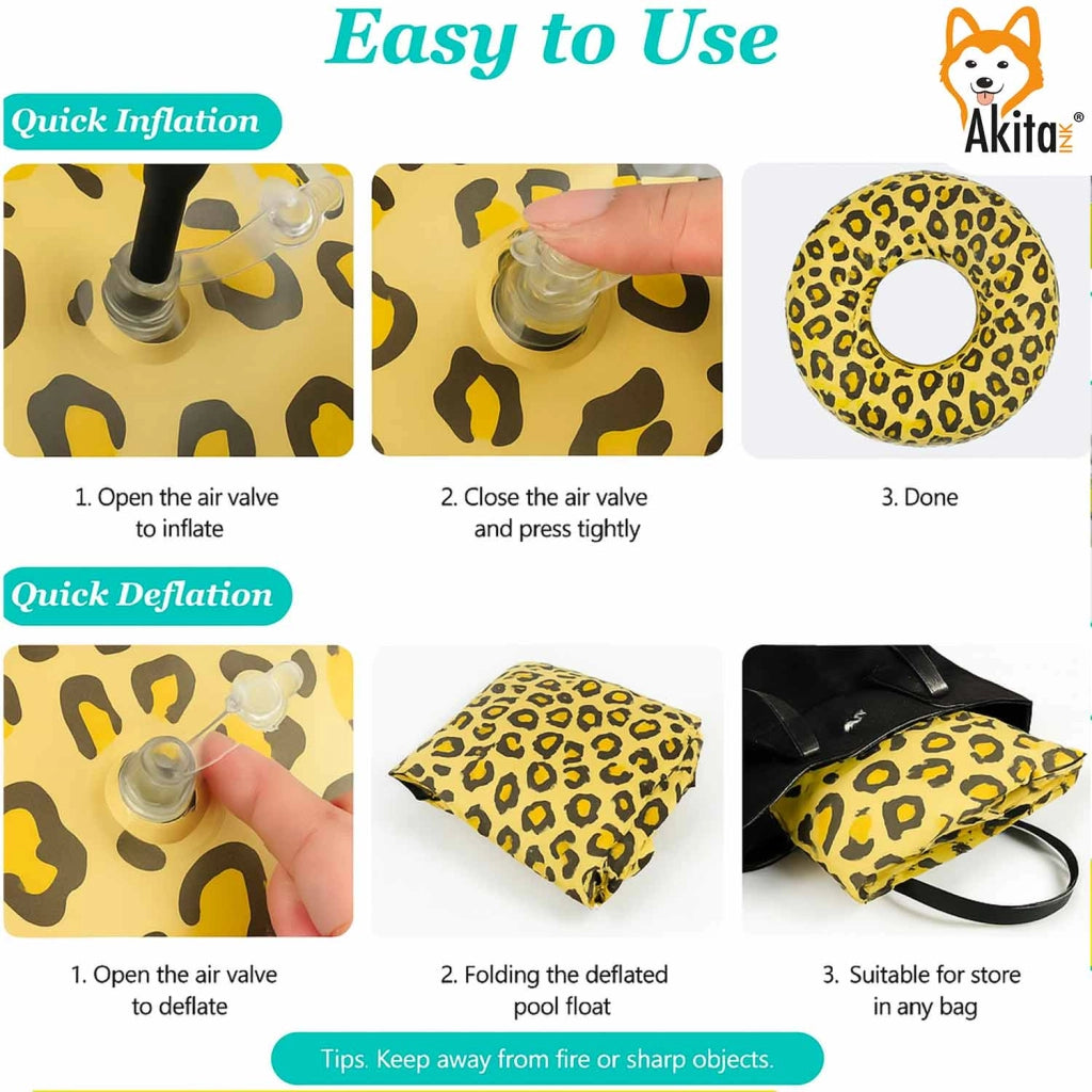 Akitaink Ciambella Salvagente Leopard 107 cm con Maniglie