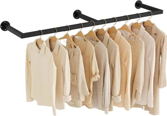 Allestimento per abiti a forma di tubo 140cm nero per camera da letto con 3 sostegni