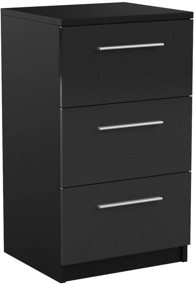 Comodini camera da letto, Nero lucido, Set di 2, adatto per letti boxspring con telaio rialzato
