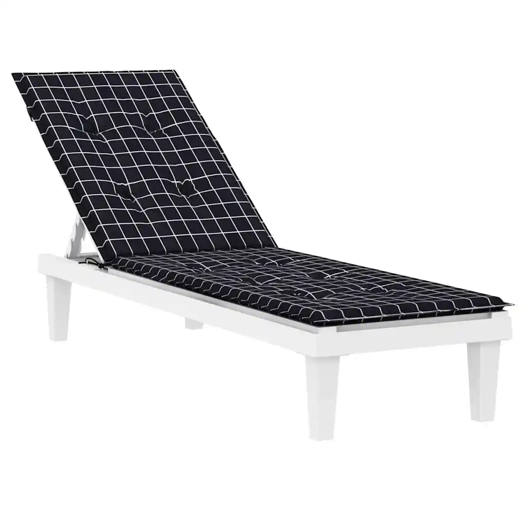 Cuscino per Sedia Sdraio Motivo a Quadri Nero in Tessuto Oxford 361378