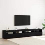 Set di 2 Mobili TV con Luci LED in Rovere Nero Legno Ingegnerizzato