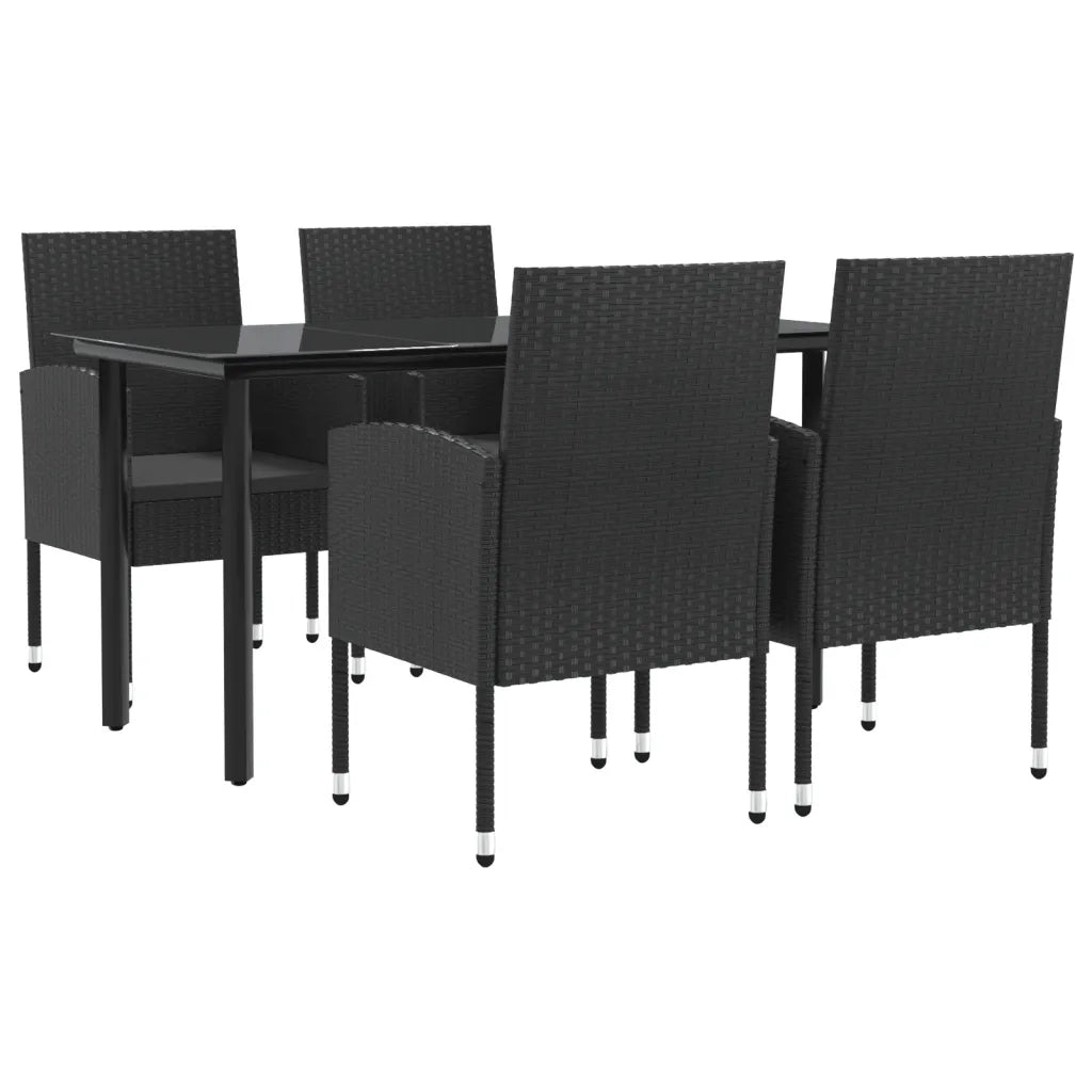 Set da Pranzo da Giardino 5 pz Nero in Polyrattan e Acciaio 3203346