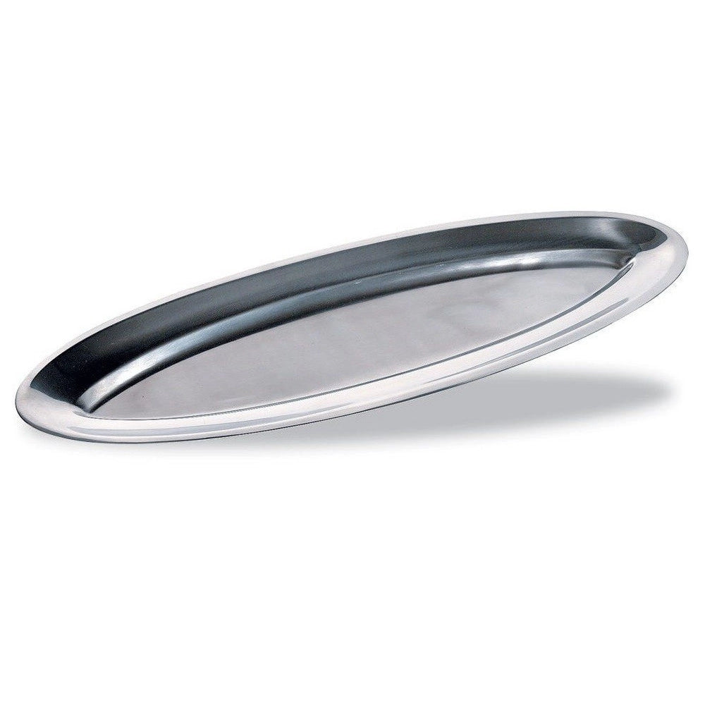 Trade Shop - Vassoio Da Portata Accioio Inox Ovale 30cm Antipasti Cucina Pranzo Cena Servizio -