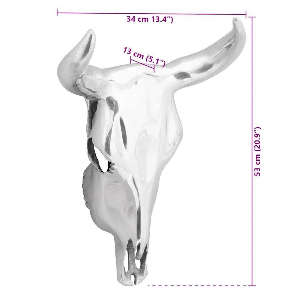 Teschio di toro Argento 34 x 13 x 53 cm Alluminio CFW3789643