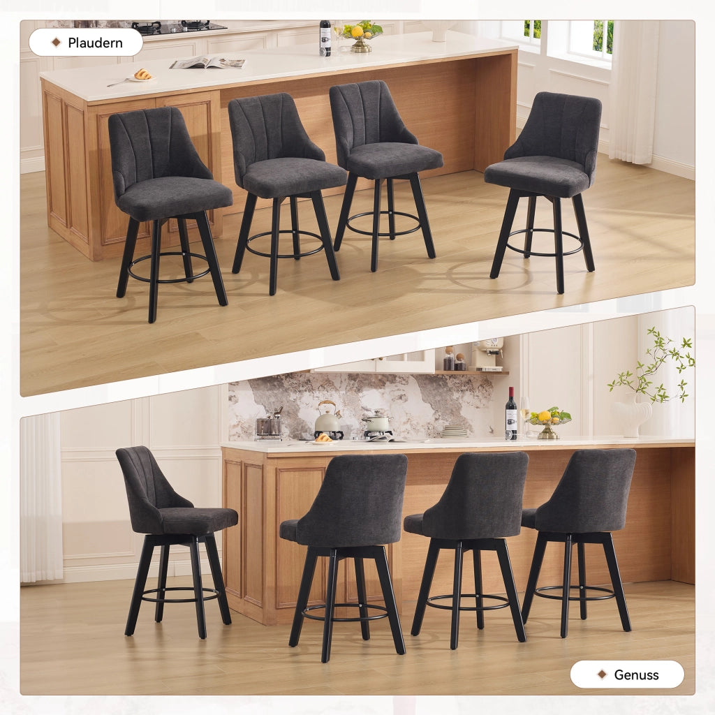 SGABELLO BAR Girevole 53 x 53,5 x 94,5 cm Chenille Grigio