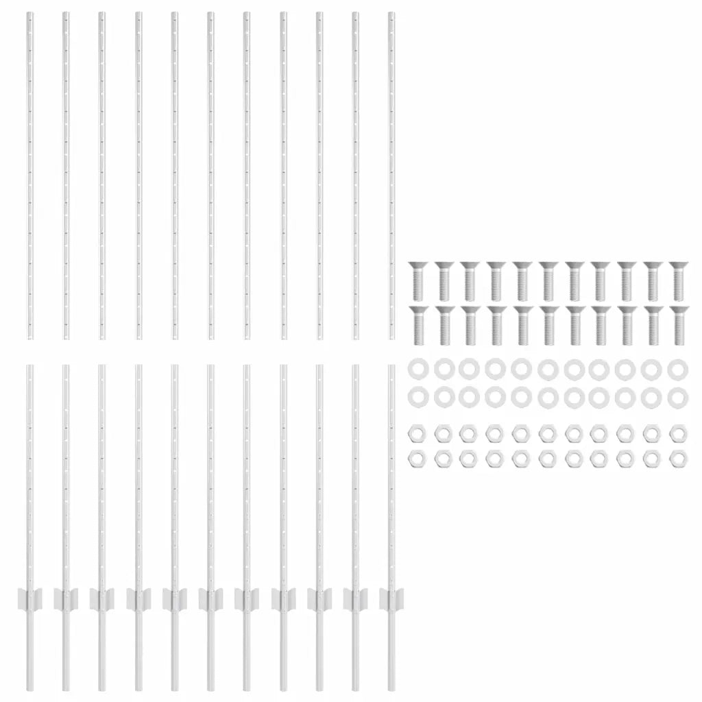 Palo della recinzione 11 pcs Argento 150 cm Acciaio 42006303