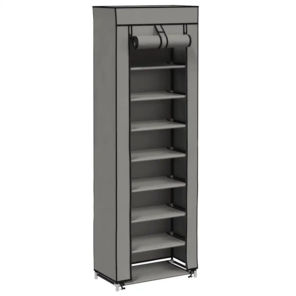 Scarpiera con Rivestimento in Tessuto Grigio 57x29x162 cm 282432
