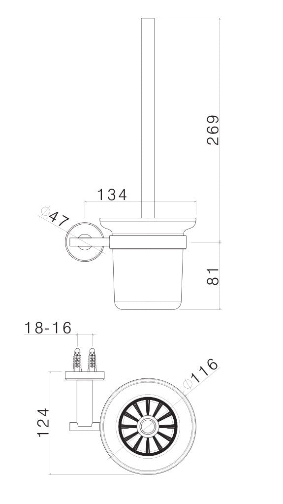 Porta Scopino da Parete in Acciaio Inox Satinato Nilo