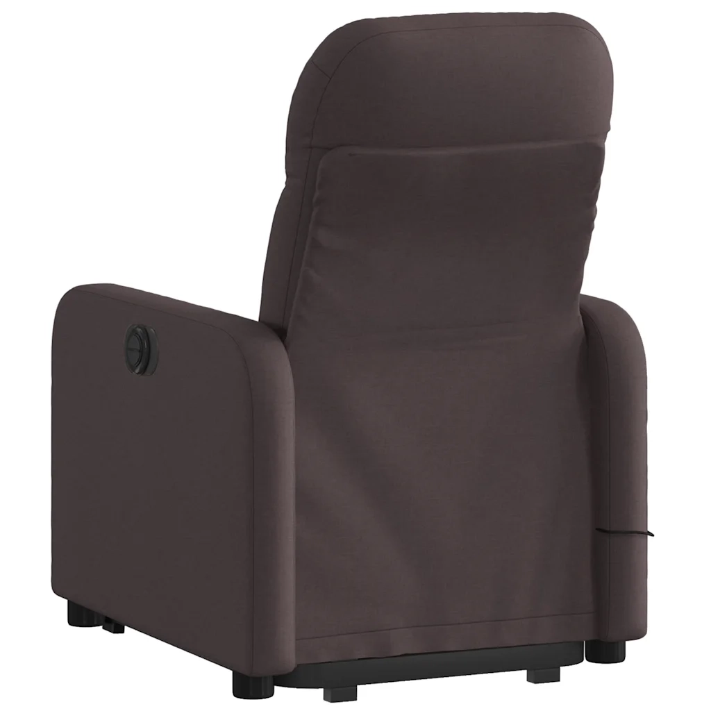 Poltrona | Sedia Relax Alzapersona Massaggi Reclinabile Marrone Scuro Tessuto