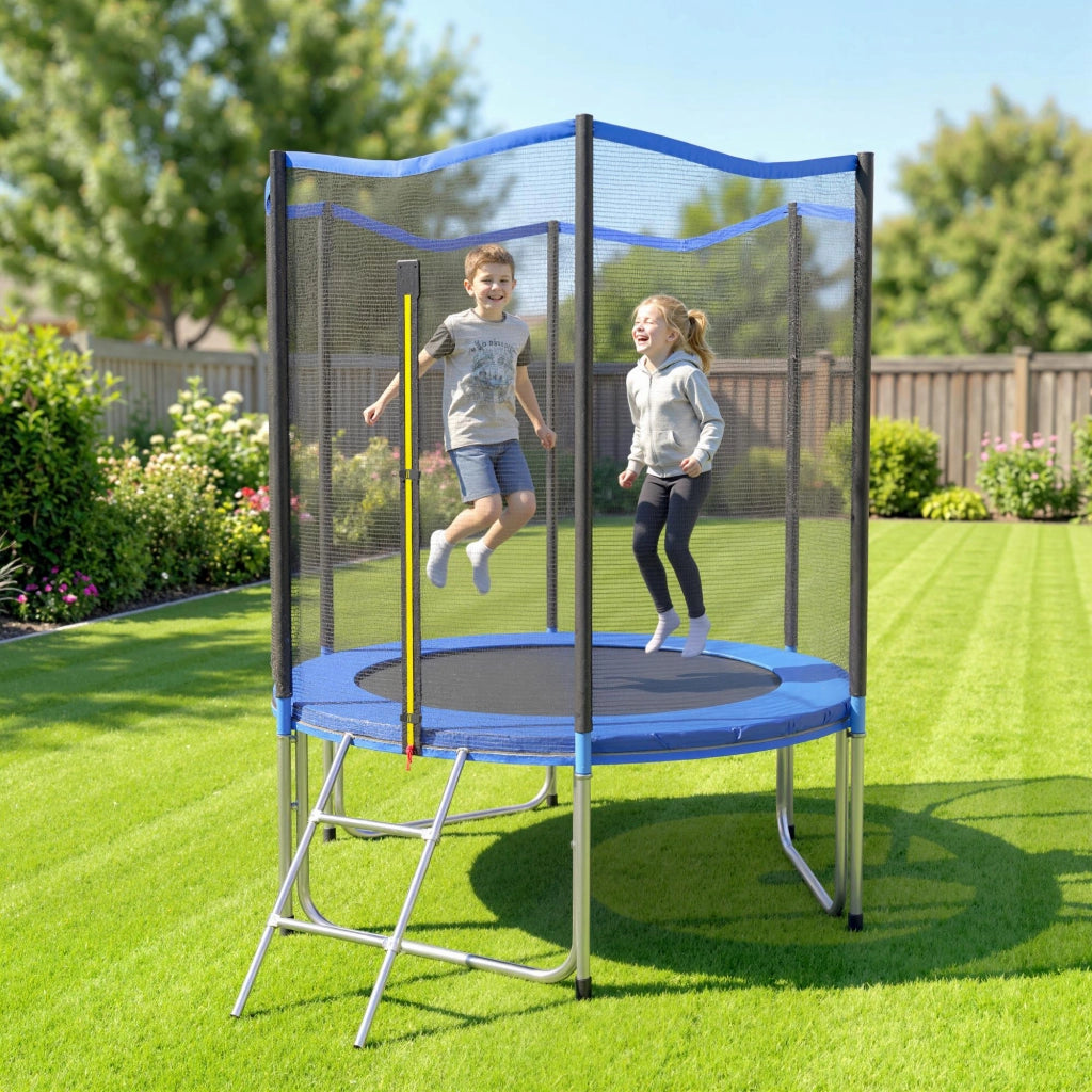 Trampolino da Giardino ¨C zephmum ¨C 183 cm con Rete di Sicurezza e Scala