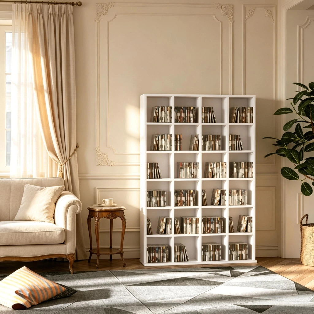SCAFFALE PORTA CD/DVD 89x20x130,5 cm Bianco in truciolato