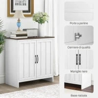 Credenza Cucina Moderna a 2 Ante con Ripiano Regolabile in Legno, 80x39.7x80cm, Bianco
