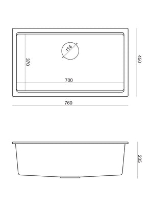 Lavello In Granito Logan 110 Black Metallic Rame