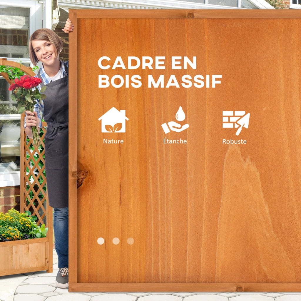Fioriera rettangolare con griglia e arco ¨C zephmum ¨C 83x36x152 cm, legno di abete pre-olio