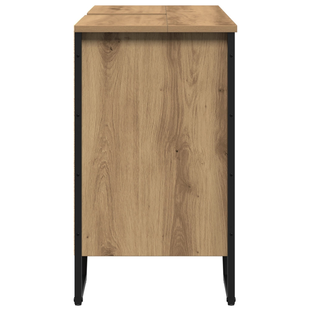 Mobiletto per Lavabo Rovere Artigianale 91x35x60 cm Legno ingegnerizzato