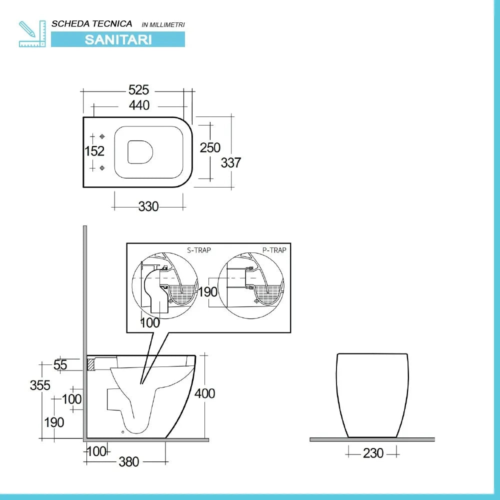 Sanitari filomuro bianco opaco Rimless Rak serie Metropolitan copriwc soft-close