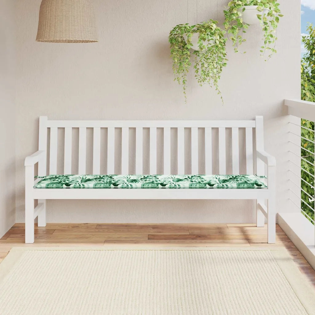 vidaXL Cuscino per Panchina da Giardino Floral Verde 180 x 50 x 4 cm